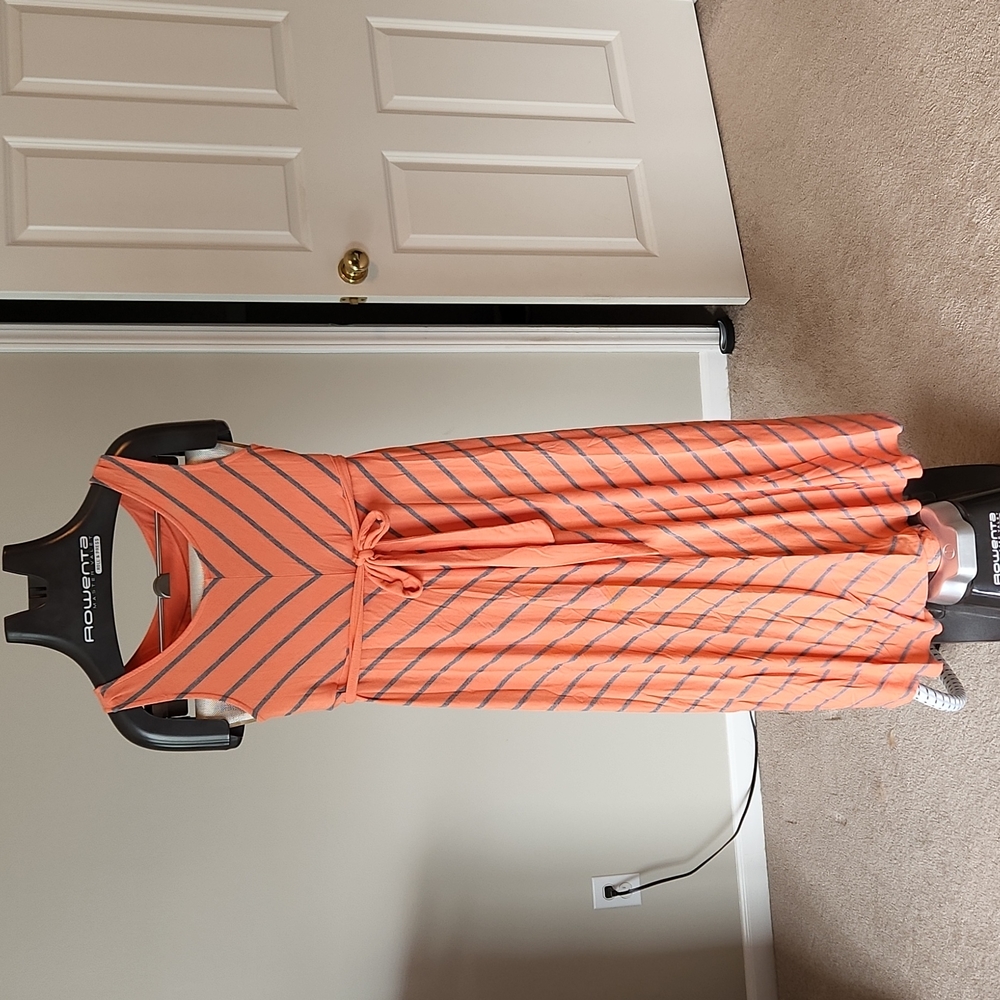 Coral and Gray Chevron maternity dress
